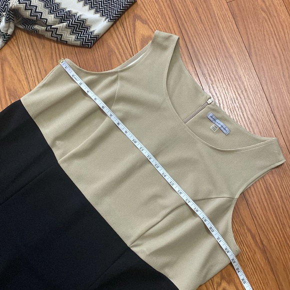 Danny and Nicole woman’s 2 pcs plus jacket / dress zing zag design back, tan - Picture 14 of 17